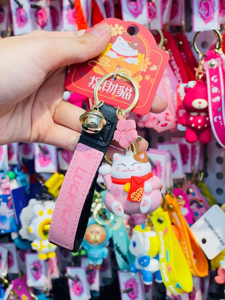 MÓC KHÓA MÈO MAY MẮN - Dây phối da LUCKY - TẾT