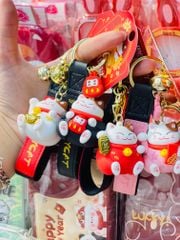 MÓC KHÓA MÈO MAY MẮN - Dây phối da LUCKY - TẾT