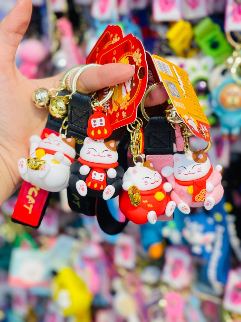 MÓC KHÓA MÈO MAY MẮN - Dây phối da LUCKY - TẾT