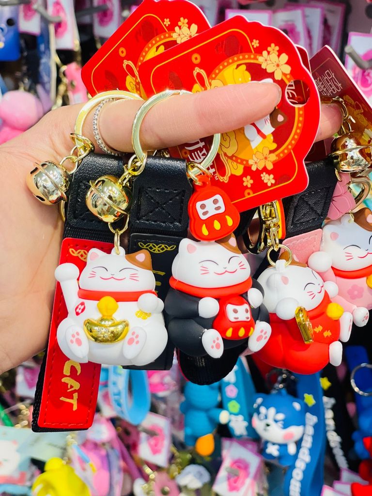 MÓC KHÓA MÈO MAY MẮN - Dây phối da LUCKY - TẾT