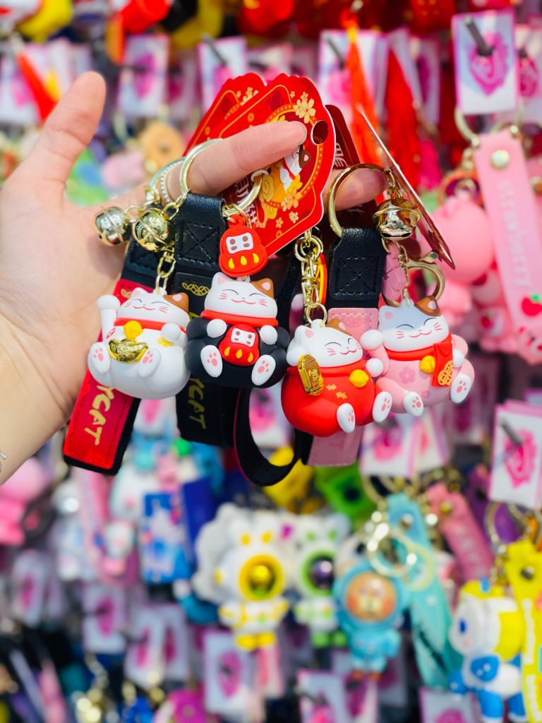 MÓC KHÓA MÈO MAY MẮN - Dây phối da LUCKY - TẾT