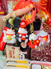 MÓC KHÓA MÈO MAY MẮN - Dây phối da LUCKY - TẾT