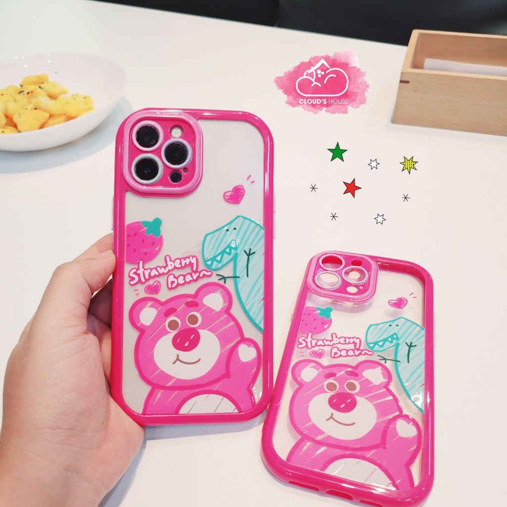 Case Ốp điện thoại iPhone Gấu dâu Lotso Trong viền dẻo Chống ố iPhone 11/12/13/14/Pro/Promax