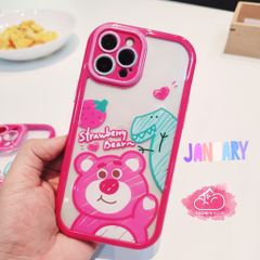 Case Ốp điện thoại iPhone Gấu dâu Lotso Trong viền dẻo Chống ố iPhone 11/12/13/14/Pro/Promax