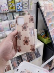CASE IPHONE NHÁM BÓNG HOẠ TIẾT GẤU NUDE - NÂU