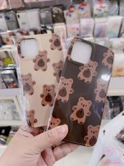 CASE IPHONE NHÁM BÓNG HOẠ TIẾT GẤU NUDE - NÂU