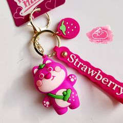 MÓC KHÓA GẤU HỒNG LOTSO Má hồng - ( DÂY HỒNG )