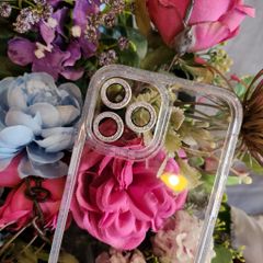 Case Ốp điện thoại iPhone Aapoo Lưng trong Chống ố Viền kim tuyến Camera đính đá Bling bling iPhone 11/12/13/14/Plus/Pro/Promax