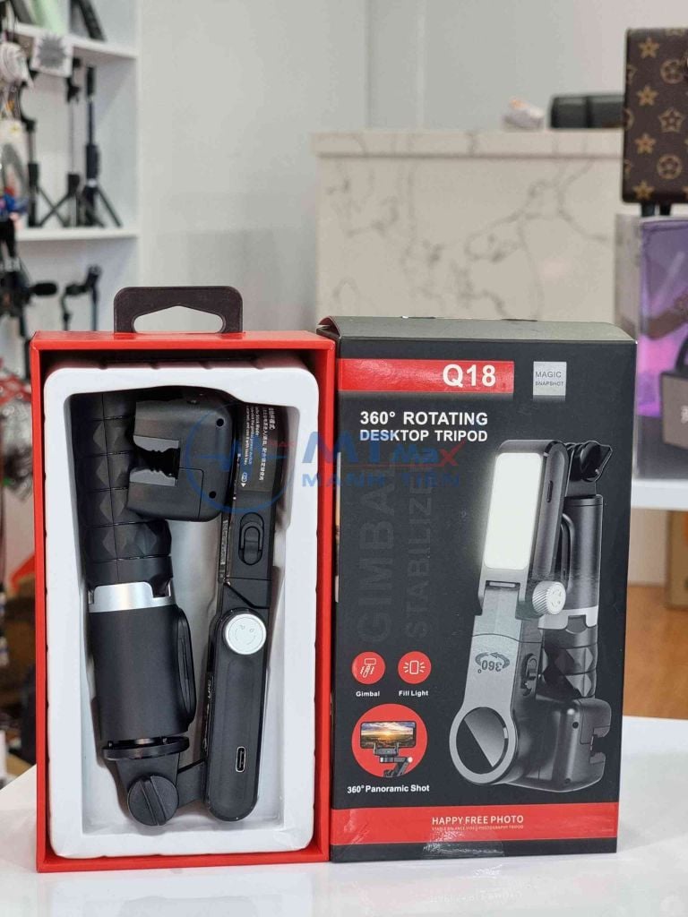 Gimbal Chống Rung Q18 Chuyển Động Theo Khuôn Mặt Tripod Có đèn