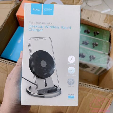 Đế sạc nhanh không dây thông minh Kiêm giá đỡ điện thoại Chính hãng Hoco CW5