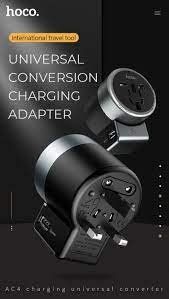 Dock sạc Cóc sạc CỦ SẠC ĐA NĂNG - Ổ CẮM DU LỊCH QUÔC TẾ, TÍCH HỢP CÁC CHUẨN Ổ CẮM QUỐC TẾ, US, UK, EU,.. 2 CỔNG SẠC USB chính hãng HOCO AC4