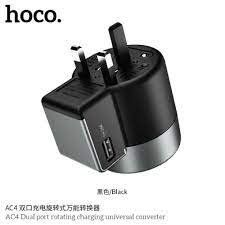 Dock sạc Cóc sạc CỦ SẠC ĐA NĂNG - Ổ CẮM DU LỊCH QUÔC TẾ, TÍCH HỢP CÁC CHUẨN Ổ CẮM QUỐC TẾ, US, UK, EU,.. 2 CỔNG SẠC USB chính hãng HOCO AC4