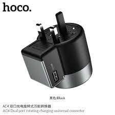 Dock sạc Cóc sạc CỦ SẠC ĐA NĂNG - Ổ CẮM DU LỊCH QUÔC TẾ, TÍCH HỢP CÁC CHUẨN Ổ CẮM QUỐC TẾ, US, UK, EU,.. 2 CỔNG SẠC USB chính hãng HOCO AC4