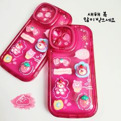 Case Ốp điện thoại iPhone Gấu dâu Lotso Phao trong Dẻo Chống dựng icon nổi iPhone 11/12/13/14/Pro/Promax