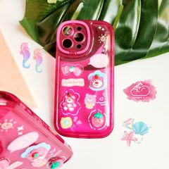 Case Ốp điện thoại iPhone Gấu dâu Lotso Phao trong Dẻo Chống dựng icon nổi iPhone 11/12/13/14/Pro/Promax