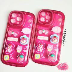 Case Ốp điện thoại iPhone Gấu dâu Lotso Phao trong Dẻo Chống dựng icon nổi iPhone 11/12/13/14/Pro/Promax