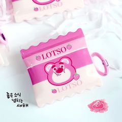 Cover Case Vỏ bảo vệ Airpod Gấu dâu Lotso Form bánh Snack Airpod 1/2/3/Pro/Pro2