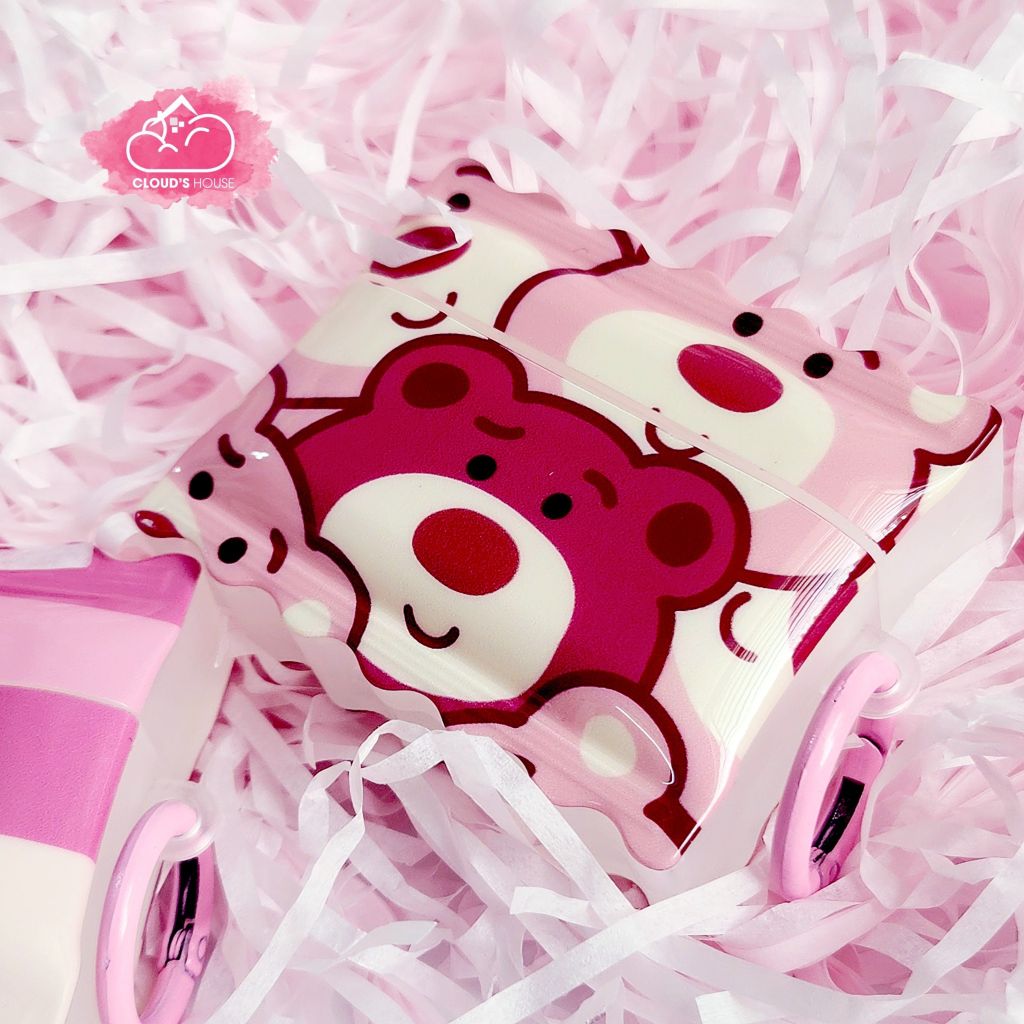 Cover Case Vỏ bảo vệ Airpod Gấu dâu Lotso Form bánh Snack Airpod 1/2/3/Pro/Pro2