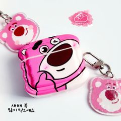Cover Case Vỏ bảo vệ Airpod Gấu dâu Lotso Làm duyên Kèm móc khoá Airpod 1/2/3/Pro/Pro2