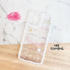 Case Ốp điện thoại iPhone Trong dẻo họa tiết kute viền gợn sóng iPhone 11/12/13/Pro/Promax (Trắng)