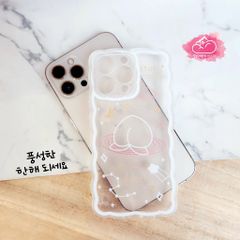 Case Ốp điện thoại iPhone Trong dẻo họa tiết kute viền gợn sóng iPhone 11/12/13/Pro/Promax (Trắng)