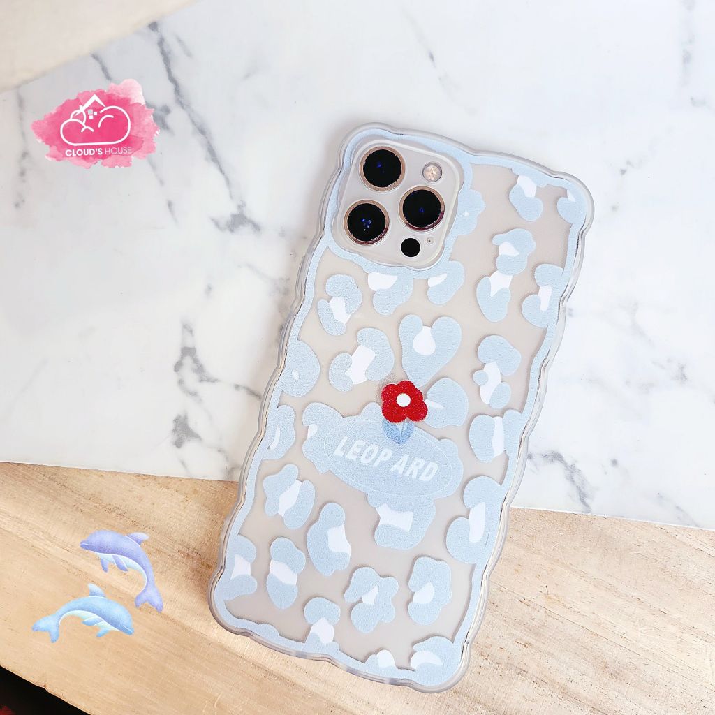 Case Ốp điện thoại iPhone Trong dẻo họa tiết kute viền gợn sóng iPhone 11/12/13/Pro/Promax (Hồng - Đen)