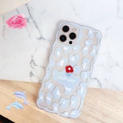 Case Ốp điện thoại iPhone Trong dẻo họa tiết kute viền gợn sóng iPhone 11/12/13/Pro/Promax (Hồng - Đen)