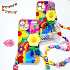 Case Ốp điện thoại iPhone Hoa Chống dựng có dây đeo iPhone 11/12/13/14/Pro/Promax