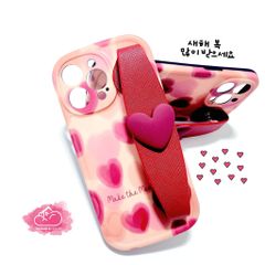 Case Ốp điện thoại Trái tim chống dựng có dây đeo iPhone 11/12/13/14/Pro/Promax
