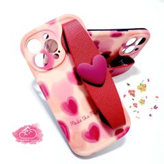 Case Ốp điện thoại Trái tim chống dựng có dây đeo iPhone 11/12/13/14/Pro/Promax