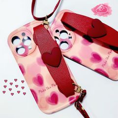 Case Ốp điện thoại Trái tim chống dựng có dây đeo iPhone 11/12/13/14/Pro/Promax