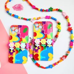 Case Ốp điện thoại iPhone Hoa sặc sỡ có dây đeo iPhone 11/12/13/14/Pro/Promax