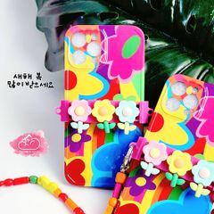 Case Ốp điện thoại iPhone Hoa sặc sỡ có dây đeo iPhone 11/12/13/14/Pro/Promax