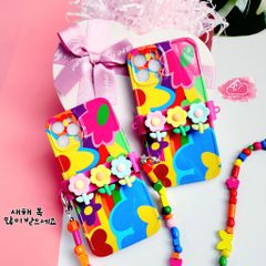 Case Ốp điện thoại iPhone Hoa sặc sỡ có dây đeo iPhone 11/12/13/14/Pro/Promax