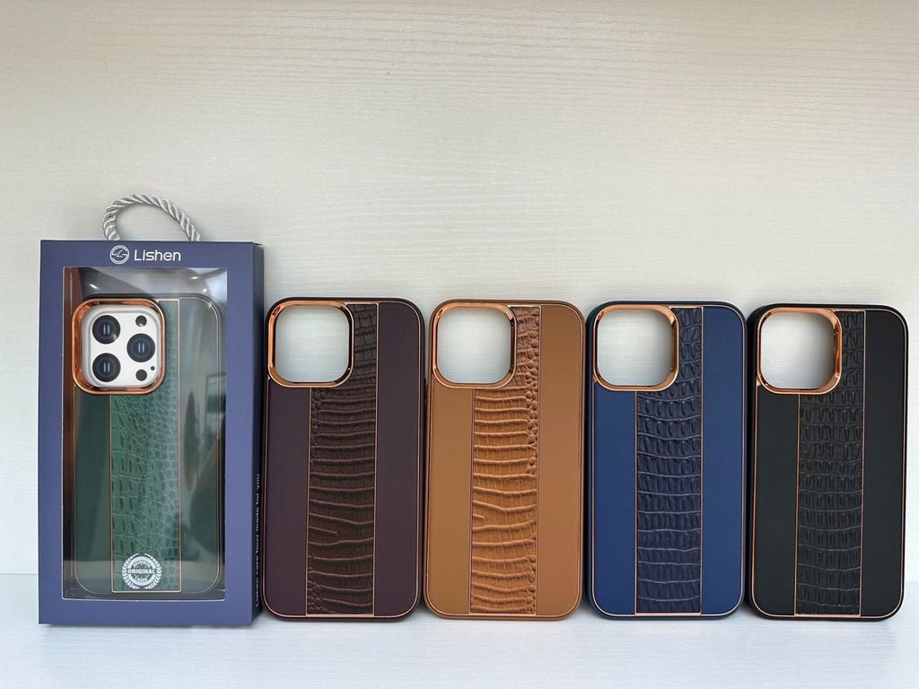 Case Ốp điện thoại iPhone Chất Da Cá Sấu Cao Cấp chính hãng LISHEN iPhone 11/12/13/14/Plus/Pro/Promax
