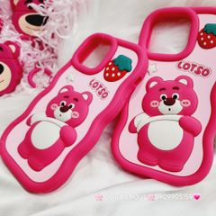 Case Ốp điện thoại iPhone Gấu dâu Lotso bụng to Su dẻo Chống Shock iPhone 11/12/13/14/Plus/Pro/Promax