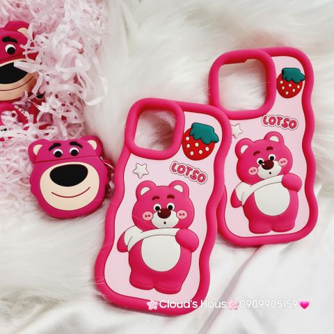 Case Ốp điện thoại iPhone Gấu dâu Lotso bụng to Su dẻo Chống Shock iPhone 11/12/13/14/Plus/Pro/Promax