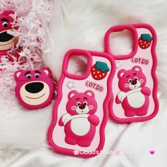 Case Ốp điện thoại iPhone Gấu dâu Lotso bụng to Su dẻo Chống Shock iPhone 11/12/13/14/Plus/Pro/Promax