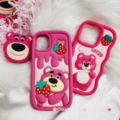 Case Ốp điện thoại iPhone Gấu dâu Lotso ôm dâu Su dẻo Chống Shock iPhone 11/12/13/14/Pro/Promax