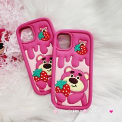 Case Ốp điện thoại iPhone Gấu dâu Lotso ôm dâu Su dẻo Chống Shock iPhone 11/12/13/14/Pro/Promax