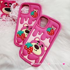 Case Ốp điện thoại iPhone Gấu dâu Lotso ôm dâu Su dẻo Chống Shock iPhone 11/12/13/14/Pro/Promax