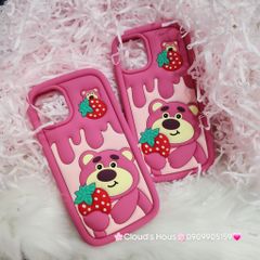 Case Ốp điện thoại iPhone Gấu dâu Lotso ôm dâu Su dẻo Chống Shock iPhone 11/12/13/14/Pro/Promax