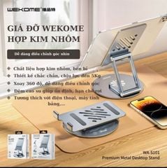Giá đỡ điện thoại máy tính bảng,đế để bàn xoay 360 độ được làm từ hợp kim nhôm chắc chắn,thiết kế gập gọn Wekome WA-S101