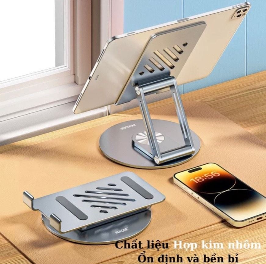 Giá đỡ điện thoại máy tính bảng,đế để bàn xoay 360 độ được làm từ hợp kim nhôm chắc chắn,thiết kế gập gọn Wekome WA-S101