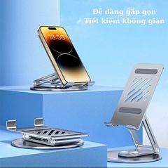 Giá đỡ điện thoại máy tính bảng,đế để bàn xoay 360 độ được làm từ hợp kim nhôm chắc chắn,thiết kế gập gọn Wekome WA-S101