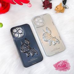 Case Ốp điện thoại iPhone Chó Bulldog LV Nhám bóng dẻo iPhone 11/12/13/Pro/Promax