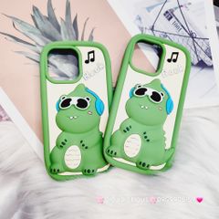 Case Ốp điện thoại iPhone Su dẻo Khủng Long Rock Kèm Dây đeo điện thoại iPhone 11/12/13/14/Pro/Promax