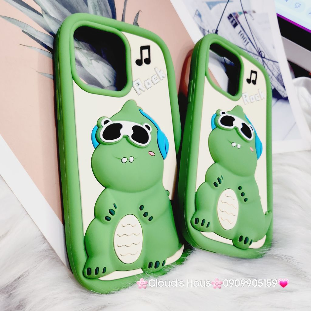 Case Ốp điện thoại iPhone Su dẻo Khủng Long Rock Kèm Dây đeo điện thoại iPhone 11/12/13/14/Pro/Promax