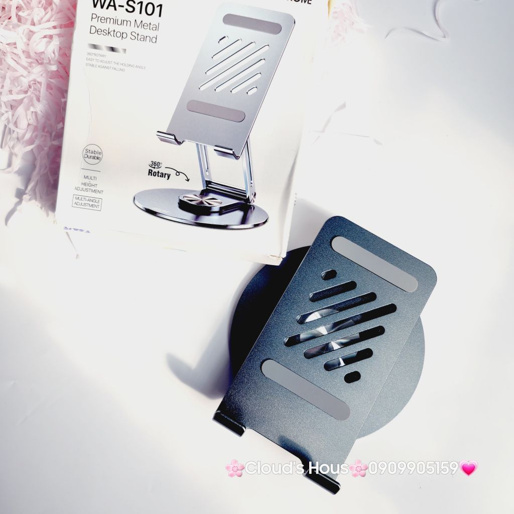 Giá đỡ điện thoại máy tính bảng,đế để bàn xoay 360 độ được làm từ hợp kim nhôm chắc chắn,thiết kế gập gọn Wekome WA-S101