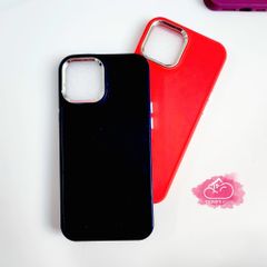 Case Ốp điện thoại iPhone Trơn màu basic viền cam xi iPhone 12/13/Pro/Promax (Đen - Đỏ - Xanh dương đậm)